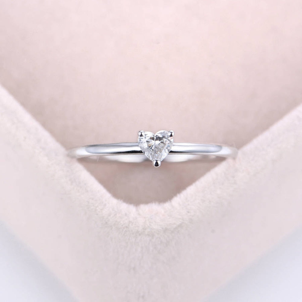 Heart Shape Zircon Minimalist Ring