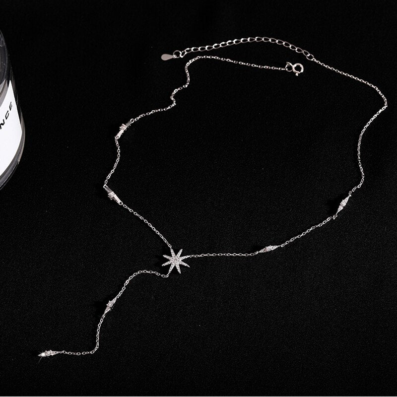 925 Sterling Silver Shining Star Clavicle O-Chain Choker