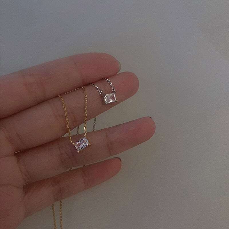 925 Sterling Silver Zircon Pendant Necklace