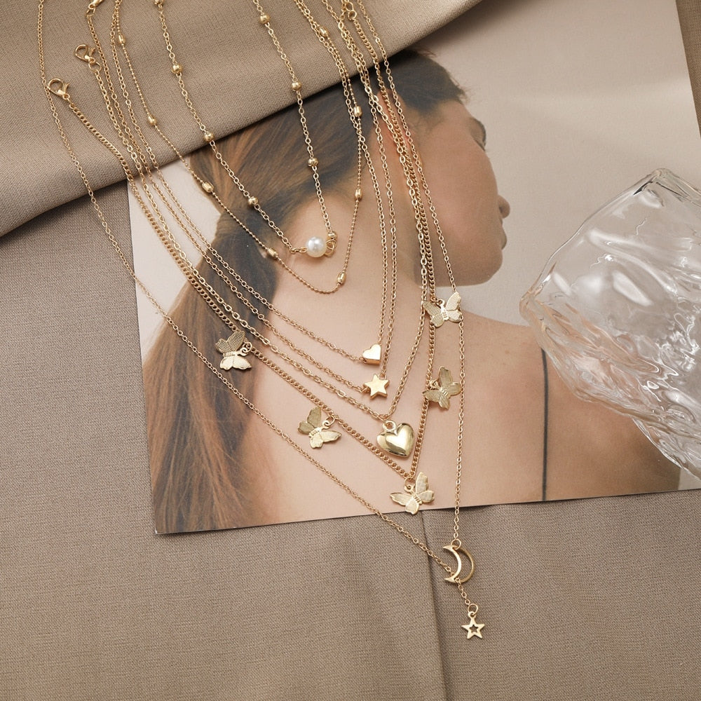 6 Pcs Simple Dainty Necklace Set