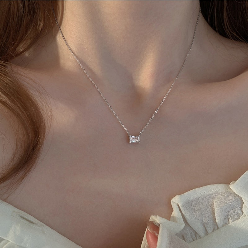 925 Sterling Silver Zircon Pendant Necklace