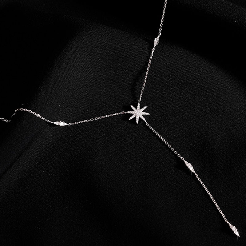 925 Sterling Silver Shining Star Clavicle O-Chain Choker