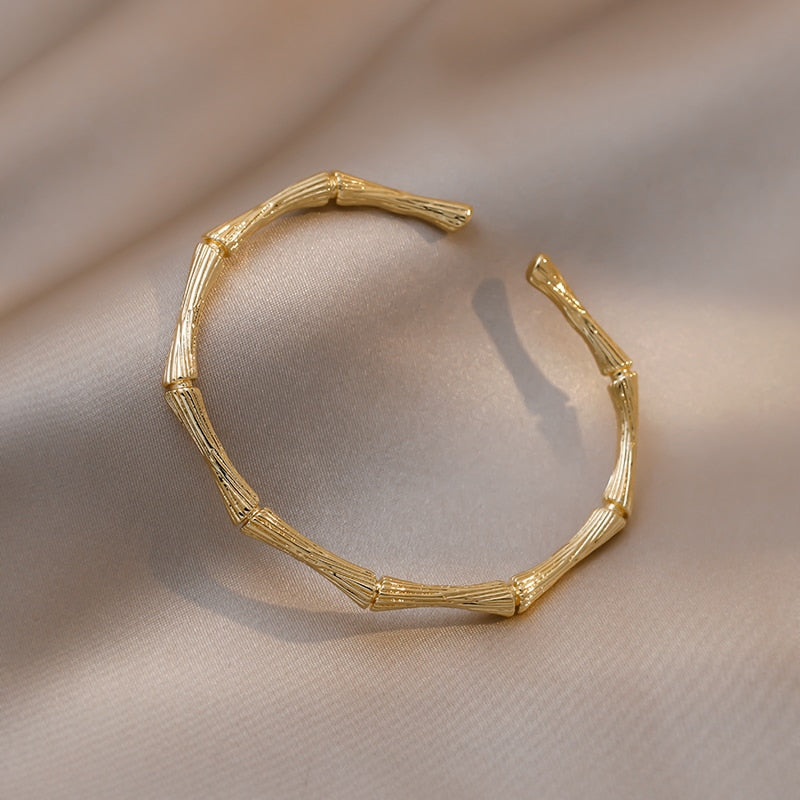 Bamboo Bone Shape Adjustable Cuff Bracelet