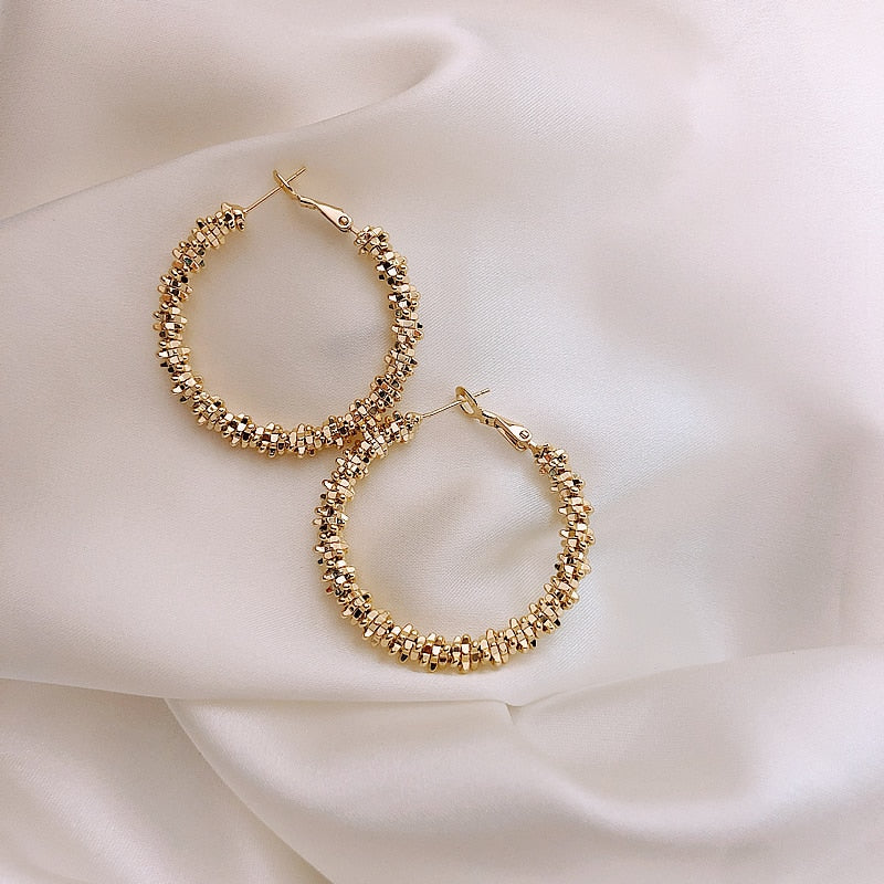 Metal Woven Simple Large Circle Earrings