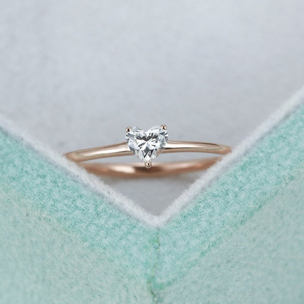 Heart Shape Zircon Minimalist Ring