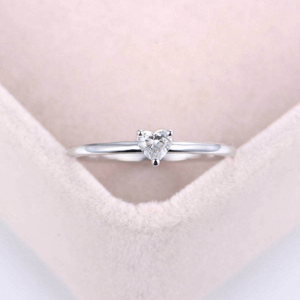 Heart Shape Zircon Minimalist Ring