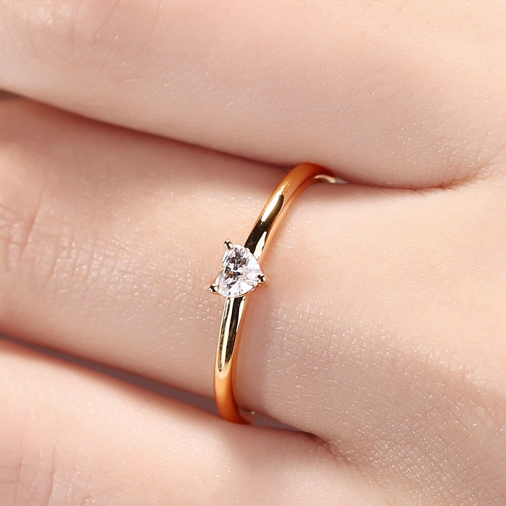 Heart Shape Zircon Minimalist Ring