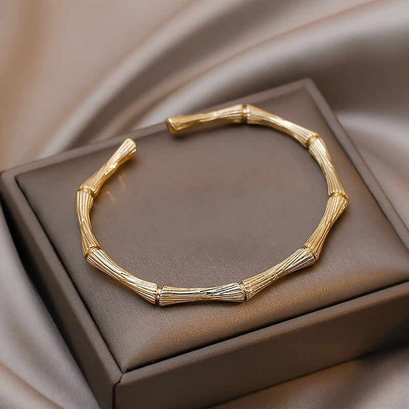 Bamboo Bone Shape Adjustable Cuff Bracelet