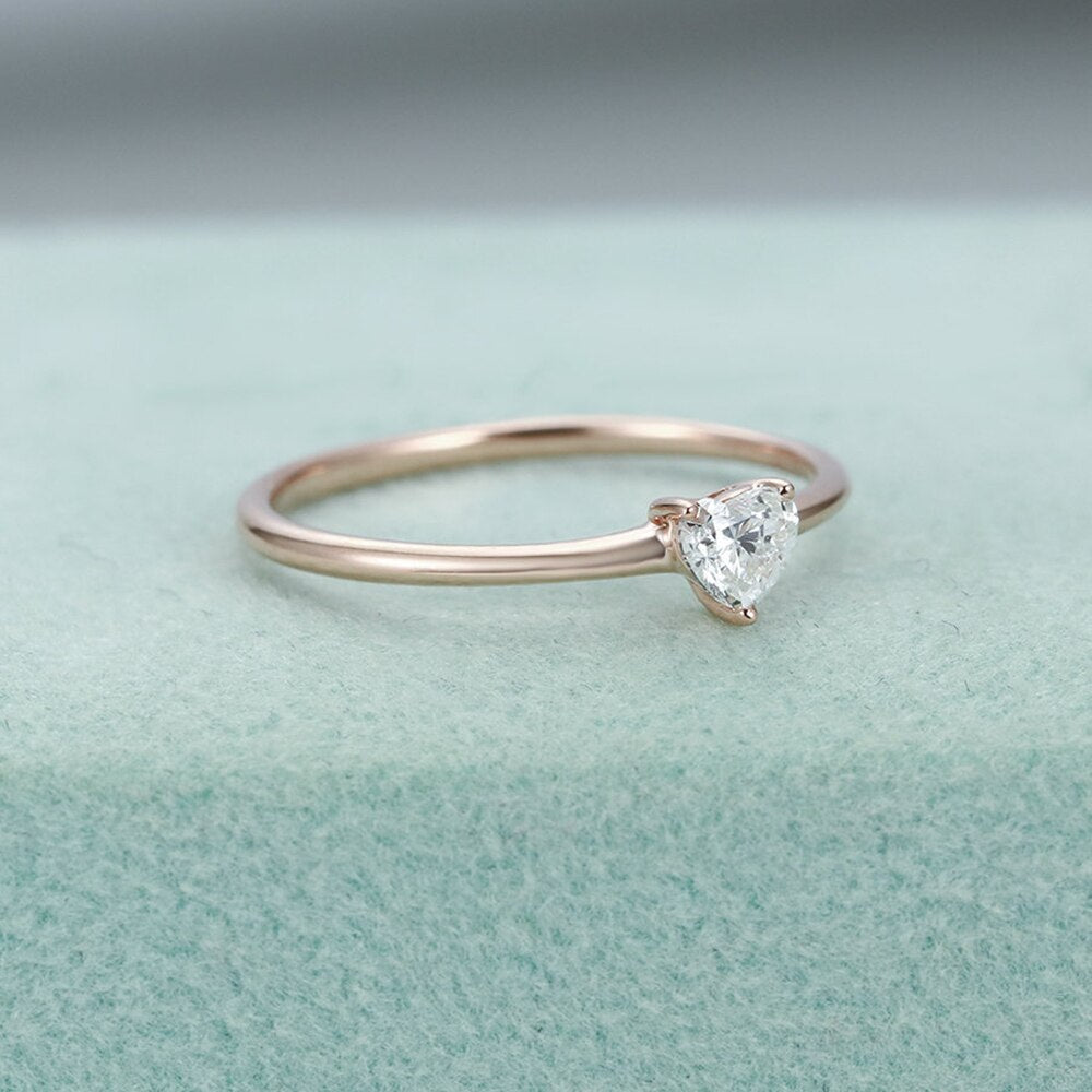 Heart Shape Zircon Minimalist Ring