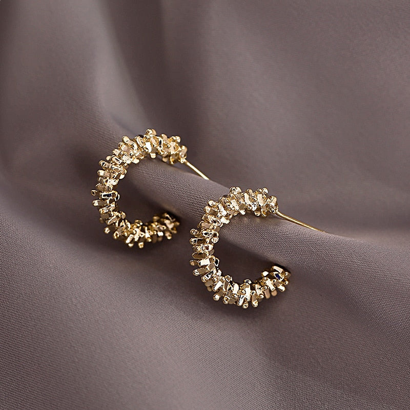 Retro Metal C-shaped Semi - Circular Earrings