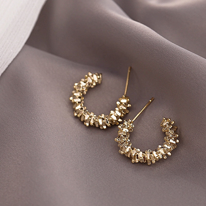 Retro Metal C-shaped Semi - Circular Earrings