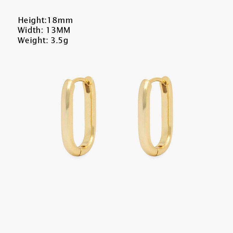 Geometric Square and Circle Hoop Earrings