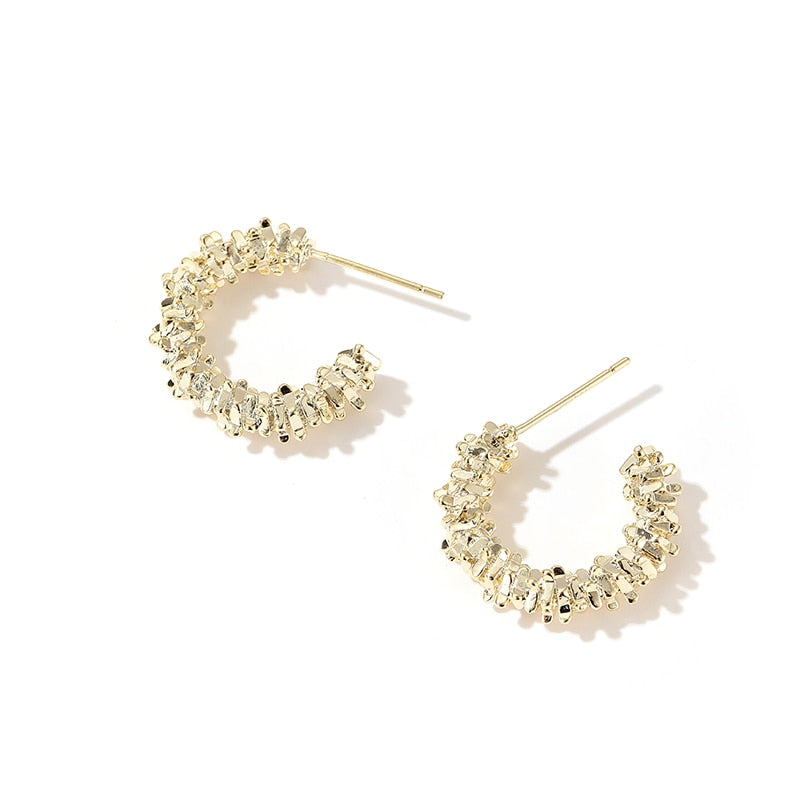 Retro Metal C-shaped Semi - Circular Earrings