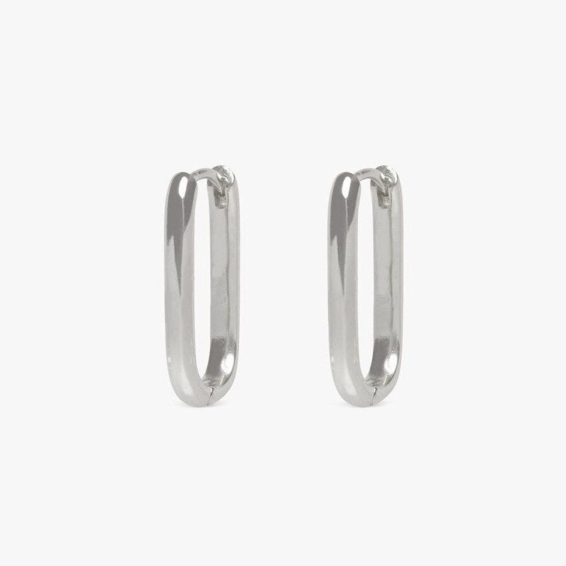 Geometric Square and Circle Hoop Earrings