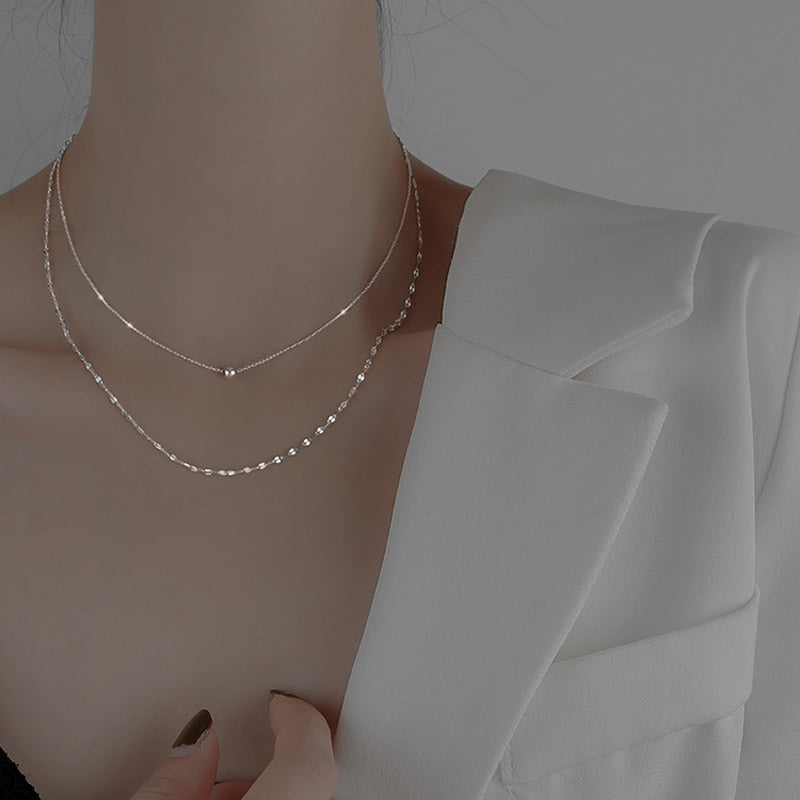 Sparkling Clavicle Double Layer Necklace