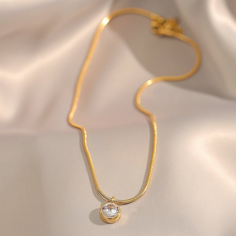 Simple Zircon Pendant Necklace