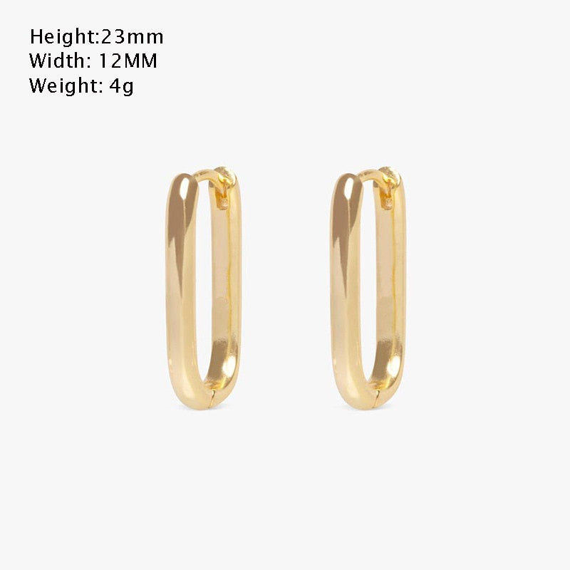 Geometric Square and Circle Hoop Earrings