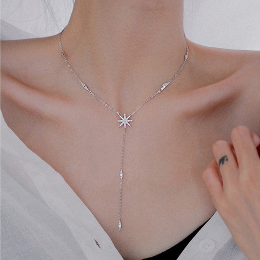 925 Sterling Silver Shining Star Clavicle O-Chain Choker