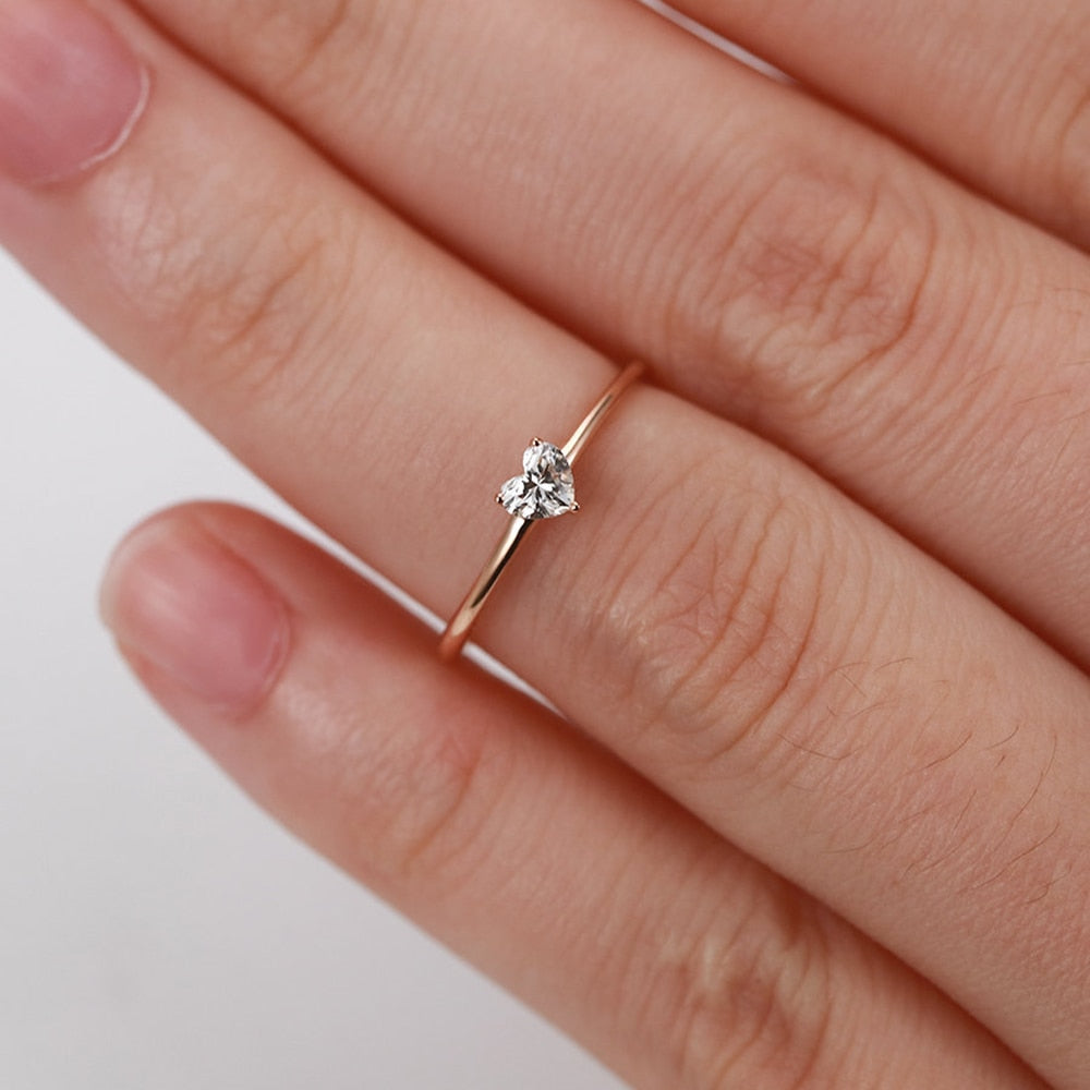 Heart Shape Zircon Minimalist Ring