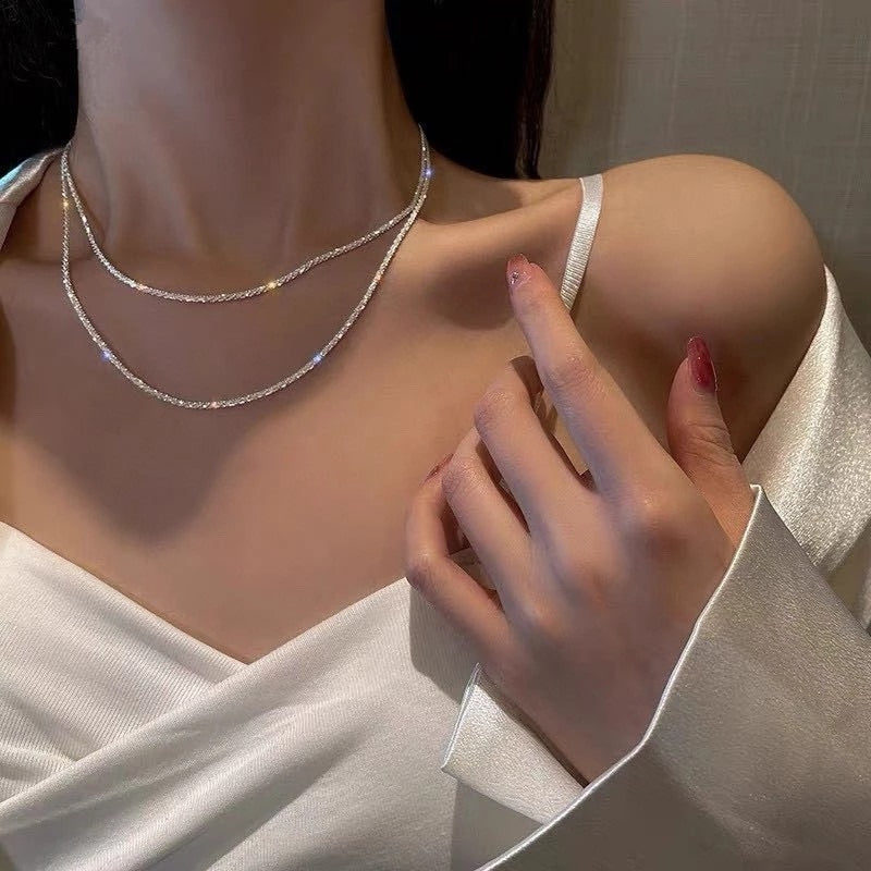 Sparkling Clavicle Double Layer Necklace